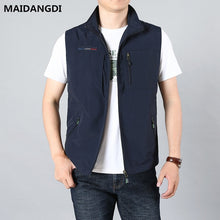 Load image into Gallery viewer, MAIDANGDI Men's Waistcoat  Jackets Vest 2020 Summer New Solid Color Stand Collar  Climbing Hiking Work Sleeveless With Pocket
