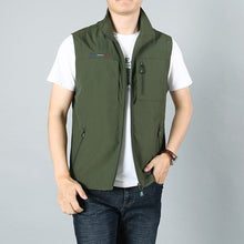 Load image into Gallery viewer, MAIDANGDI Men's Waistcoat  Jackets Vest 2020 Summer New Solid Color Stand Collar  Climbing Hiking Work Sleeveless With Pocket

