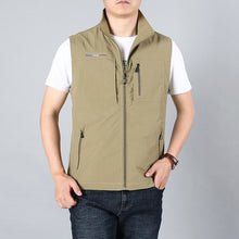 Load image into Gallery viewer, MAIDANGDI Men's Waistcoat  Jackets Vest 2020 Summer New Solid Color Stand Collar  Climbing Hiking Work Sleeveless With Pocket
