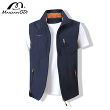 Load image into Gallery viewer, MAIDANGDI Men's Waistcoat  Jackets Vest 2020 Summer New Solid Color Stand Collar  Climbing Hiking Work Sleeveless With Pocket
