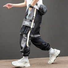 Load image into Gallery viewer, Men Cargo Pants Black Ribbons Block Multi-Pocket 2020 Harem Joggers Harajuku Sweatpant Hip Hop Casual Male Trousers
