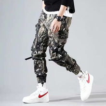 Load image into Gallery viewer, Men Cargo Pants Black Ribbons Block Multi-Pocket 2020 Harem Joggers Harajuku Sweatpant Hip Hop Casual Male Trousers

