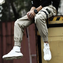 Load image into Gallery viewer, Men Cargo Pants Black Ribbons Block Multi-Pocket 2020 Harem Joggers Harajuku Sweatpant Hip Hop Casual Male Trousers

