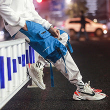 Load image into Gallery viewer, Men Cargo Pants Black Ribbons Block Multi-Pocket 2020 Harem Joggers Harajuku Sweatpant Hip Hop Casual Male Trousers
