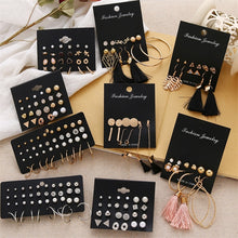 Load image into Gallery viewer, FNIO Women's Earrings Set Pearl Earrings For Women Bohemian Fashion Jewelry 2020 Geometric Crystal Heart Stud Earrings
