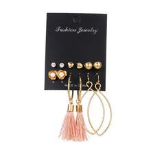 Load image into Gallery viewer, FNIO Women's Earrings Set Pearl Earrings For Women Bohemian Fashion Jewelry 2020 Geometric Crystal Heart Stud Earrings
