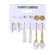 Load image into Gallery viewer, FNIO Women's Earrings Set Pearl Earrings For Women Bohemian Fashion Jewelry 2020 Geometric Crystal Heart Stud Earrings
