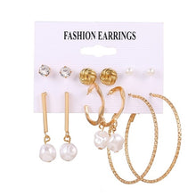 Load image into Gallery viewer, FNIO Women's Earrings Set Pearl Earrings For Women Bohemian Fashion Jewelry 2020 Geometric Crystal Heart Stud Earrings
