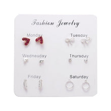 Load image into Gallery viewer, FNIO Women's Earrings Set Pearl Earrings For Women Bohemian Fashion Jewelry 2020 Geometric Crystal Heart Stud Earrings
