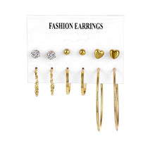Load image into Gallery viewer, FNIO Women's Earrings Set Pearl Earrings For Women Bohemian Fashion Jewelry 2020 Geometric Crystal Heart Stud Earrings
