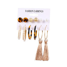 Load image into Gallery viewer, FNIO Women's Earrings Set Pearl Earrings For Women Bohemian Fashion Jewelry 2020 Geometric Crystal Heart Stud Earrings
