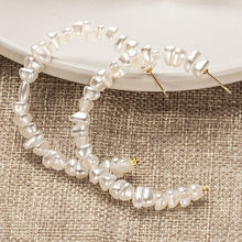 Load image into Gallery viewer, New Korean Simple Plain Gold Metal Beaded Pearl Hoop Earring Fashion Big Circle Hoops Statement Earrings for Women Party Jewelry
