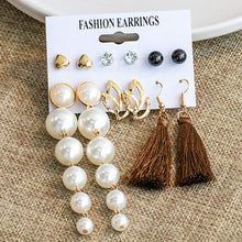 Load image into Gallery viewer, New Korean Simple Plain Gold Metal Beaded Pearl Hoop Earring Fashion Big Circle Hoops Statement Earrings for Women Party Jewelry
