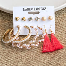 Load image into Gallery viewer, New Korean Simple Plain Gold Metal Beaded Pearl Hoop Earring Fashion Big Circle Hoops Statement Earrings for Women Party Jewelry
