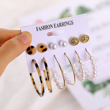 Load image into Gallery viewer, 2020 Vintage Pearl Twist Big Circle Earrings Set for Women Fashion Geometric Imitation Pearl Crystal Earrings Jewelry
