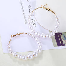 Load image into Gallery viewer, 2020 Vintage Pearl Twist Big Circle Earrings Set for Women Fashion Geometric Imitation Pearl Crystal Earrings Jewelry
