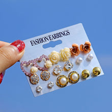 Load image into Gallery viewer, 2020 Vintage Pearl Twist Big Circle Earrings Set for Women Fashion Geometric Imitation Pearl Crystal Earrings Jewelry
