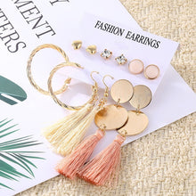 Load image into Gallery viewer, 2020 Vintage Pearl Twist Big Circle Earrings Set for Women Fashion Geometric Imitation Pearl Crystal Earrings Jewelry
