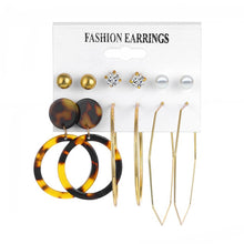 Load image into Gallery viewer, 2020 Vintage Pearl Twist Big Circle Earrings Set for Women Fashion Geometric Imitation Pearl Crystal Earrings Jewelry
