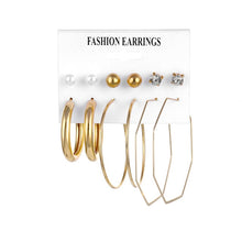Load image into Gallery viewer, 2020 Vintage Pearl Twist Big Circle Earrings Set for Women Fashion Geometric Imitation Pearl Crystal Earrings Jewelry

