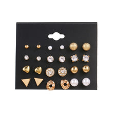 Load image into Gallery viewer, EN 12 Pairs Flower Women'S Earrings Set Pearl Crystal Stud Earrings Boho Geometric Tassel Earrings For Women 2020 Jewelry Gift
