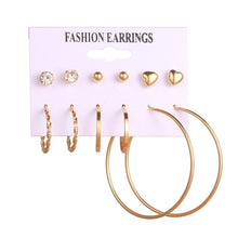 Load image into Gallery viewer, EN 12 Pairs Flower Women'S Earrings Set Pearl Crystal Stud Earrings Boho Geometric Tassel Earrings For Women 2020 Jewelry Gift
