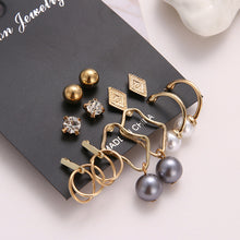 Load image into Gallery viewer, EN 12 Pairs Flower Women'S Earrings Set Pearl Crystal Stud Earrings Boho Geometric Tassel Earrings For Women 2020 Jewelry Gift
