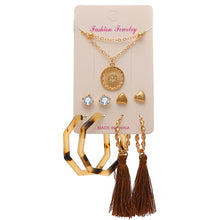Load image into Gallery viewer, EN 12 Pairs Flower Women'S Earrings Set Pearl Crystal Stud Earrings Boho Geometric Tassel Earrings For Women 2020 Jewelry Gift
