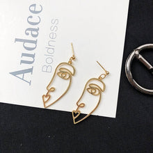 Load image into Gallery viewer, Punk Human Face Drop Earrings For Women Retro Abstract Hollow out Statement Hand Metal Fashion Dangle Earring Jewelry
