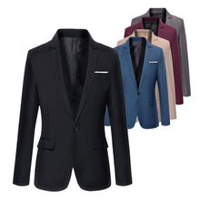 Load image into Gallery viewer, Mens Korean slim fit blazer masculino cotton blazer Suit Office Jacket black blue  plus size Male blazers Mens coat Wedding
