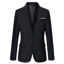 Load image into Gallery viewer, Mens Korean slim fit blazer masculino cotton blazer Suit Office Jacket black blue  plus size Male blazers Mens coat Wedding
