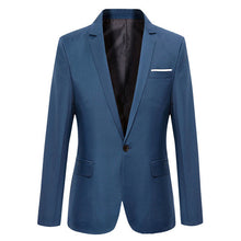 Load image into Gallery viewer, Mens Korean slim fit blazer masculino cotton blazer Suit Office Jacket black blue  plus size Male blazers Mens coat Wedding
