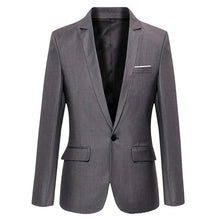 Load image into Gallery viewer, Mens Korean slim fit blazer masculino cotton blazer Suit Office Jacket black blue  plus size Male blazers Mens coat Wedding
