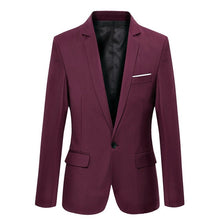 Load image into Gallery viewer, Mens Korean slim fit blazer masculino cotton blazer Suit Office Jacket black blue  plus size Male blazers Mens coat Wedding
