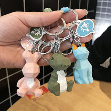 Load image into Gallery viewer, Creative Cartoon Geometric Faceted Dinosaur Panda Doll Keychain Couple Car Key Chain Backpack Hanging Gift
