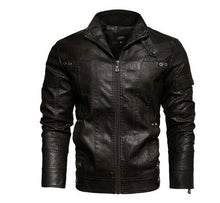 Load image into Gallery viewer, Leather jacket male-cafe racer senior Leather distressed motorcycle jacket
