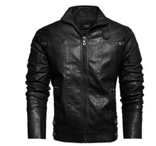 Load image into Gallery viewer, Leather jacket male-cafe racer senior Leather distressed motorcycle jacket
