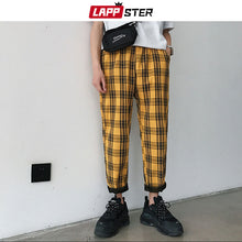 Load image into Gallery viewer, LAPPSTER Streetwear Yellow Plaid Pants Men Joggers 2020 Man Casual Straight Harem Pants Men Korean Hip Hop Track Pants Plus Size
