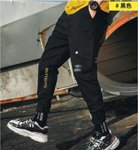 Load image into Gallery viewer, Cargo Pants Joggers Men Black Harem Pants Multi-pocket Ribbons Man Sweatpants Streetwear Casual Pants Elastic waist Male Trouser
