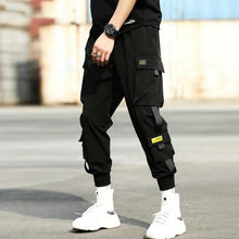 Load image into Gallery viewer, Cargo Pants Joggers Men Black Harem Pants Multi-pocket Ribbons Man Sweatpants Streetwear Casual Pants Elastic waist Male Trouser
