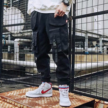 Load image into Gallery viewer, Cargo Pants Joggers Men Black Harem Pants Multi-pocket Ribbons Man Sweatpants Streetwear Casual Pants Elastic waist Male Trouser
