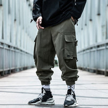 Load image into Gallery viewer, Cargo Pants Joggers Men Black Harem Pants Multi-pocket Ribbons Man Sweatpants Streetwear Casual Pants Elastic waist Male Trouser
