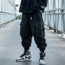 Load image into Gallery viewer, Cargo Pants Joggers Men Black Harem Pants Multi-pocket Ribbons Man Sweatpants Streetwear Casual Pants Elastic waist Male Trouser
