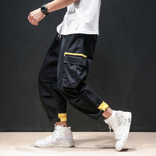 Load image into Gallery viewer, Cargo Pants Joggers Men Black Harem Pants Multi-pocket Ribbons Man Sweatpants Streetwear Casual Pants Elastic waist Male Trouser
