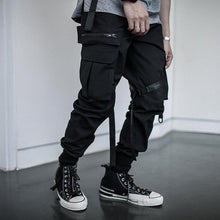 Load image into Gallery viewer, Cargo Pants Joggers Men Black Harem Pants Multi-pocket Ribbons Man Sweatpants Streetwear Casual Pants Elastic waist Male Trouser
