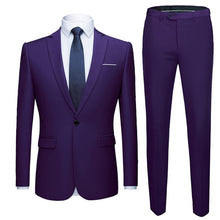 Load image into Gallery viewer, Men Suits Slim Fit Business Uniform Office Suit Wedding Groom Party 2-Piece Jacket Pants Notch Lapel Single Button Formal Casual
