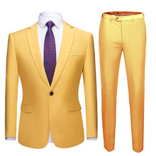 Load image into Gallery viewer, Men Suits Slim Fit Business Uniform Office Suit Wedding Groom Party 2-Piece Jacket Pants Notch Lapel Single Button Formal Casual
