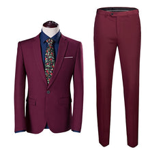 Load image into Gallery viewer, Men Suits Slim Fit Business Uniform Office Suit Wedding Groom Party 2-Piece Jacket Pants Notch Lapel Single Button Formal Casual
