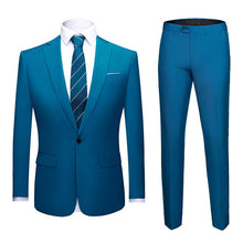 Load image into Gallery viewer, Men Suits Slim Fit Business Uniform Office Suit Wedding Groom Party 2-Piece Jacket Pants Notch Lapel Single Button Formal Casual
