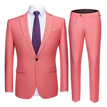 Load image into Gallery viewer, Men Suits Slim Fit Business Uniform Office Suit Wedding Groom Party 2-Piece Jacket Pants Notch Lapel Single Button Formal Casual
